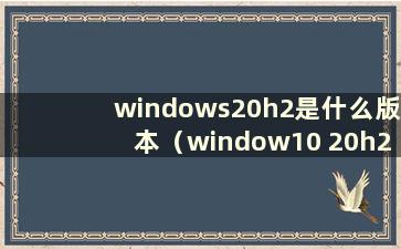 windows20h2是什么版本（window10 20h2是什么版本）